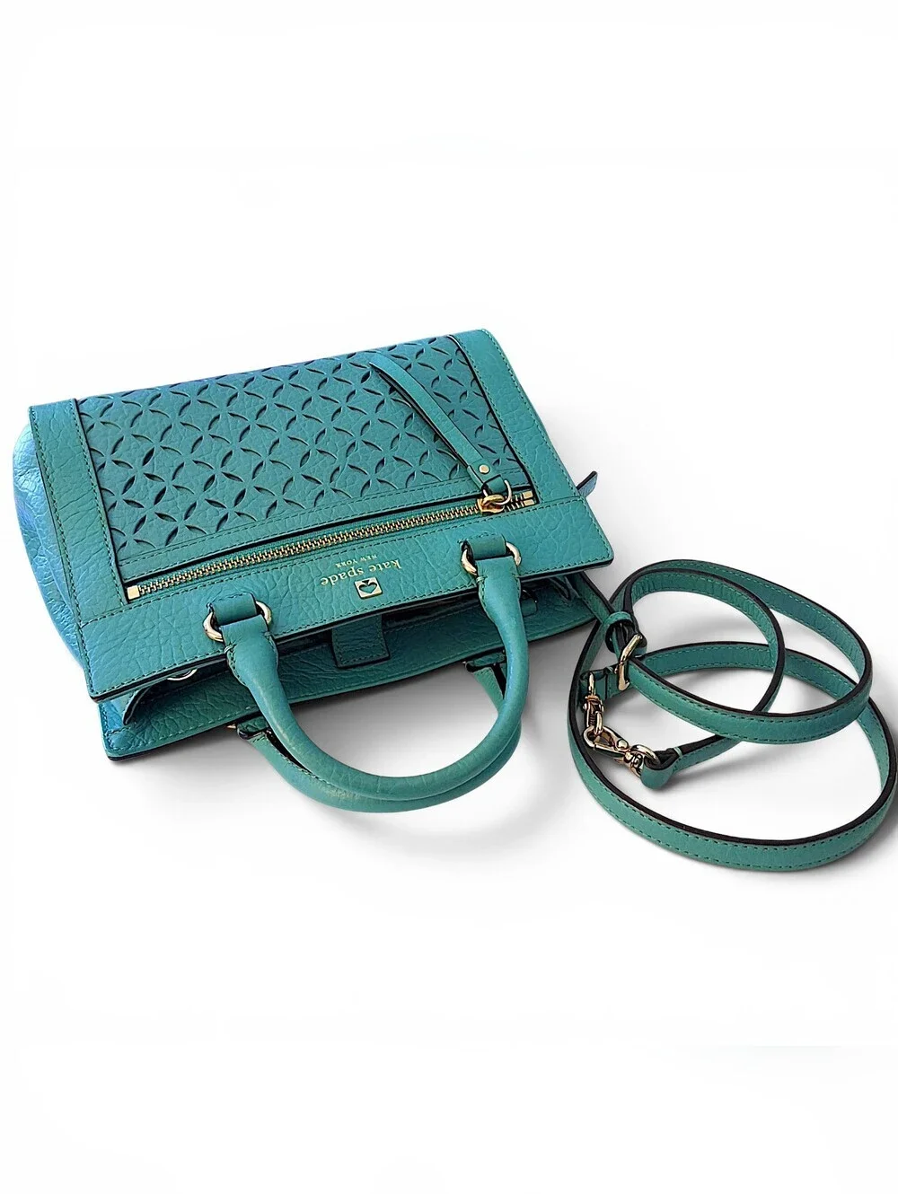 Kate Spade New York Turquoise Pebbled Leather Satchel Crossbody 💙